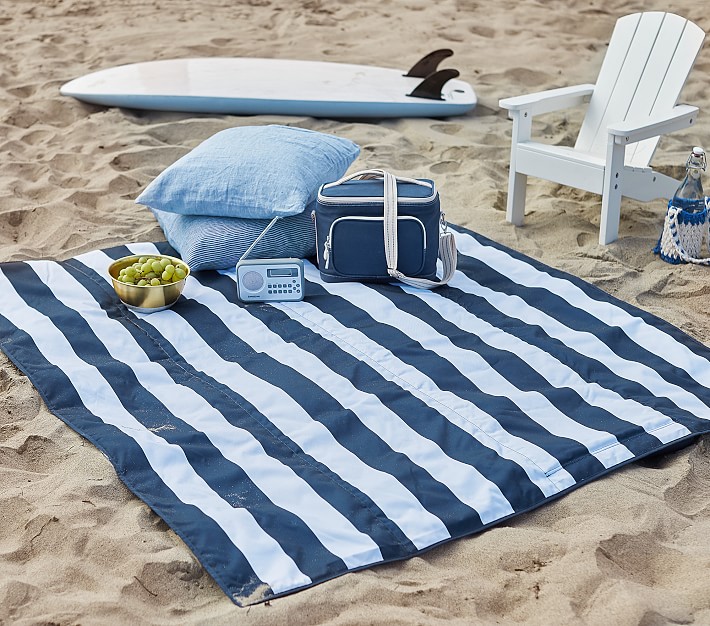 Travel  /Camping /Beach Mat XL Waterproof 100% Wool Picnic Blanket Navy Blue 