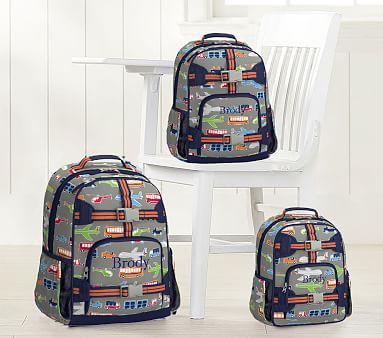 Pottery Barn Kids Brody Transportation Large Backpack NWT Car Airplane Truck 