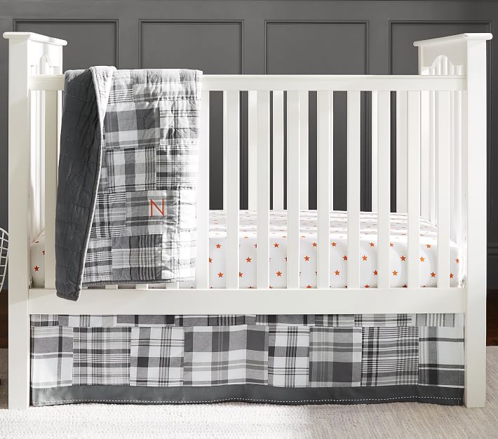 Gray Madras Crib Bedding Set Pottery Barn Kids