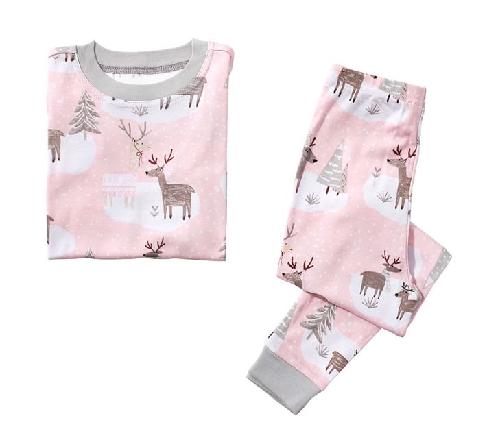 Winter Reindeer Tight-Fit Kids Pajama | Pottery Barn Kids