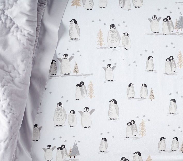 Winter Animal Flannel Crib Sheets Pottery Barn Kids