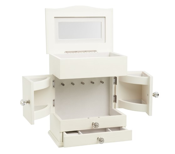 NIB Pottery Barn Kids Abigail jewelry box dresser simply white *tiny spot* 