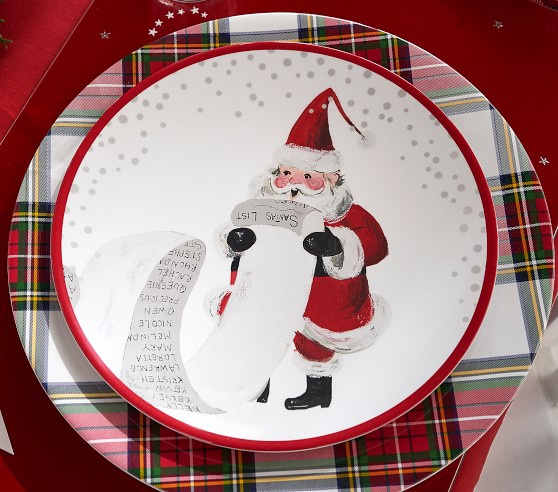 JOLLY SANTA CHRISTMAS SNACK SCATTER TRAY melamine plate red treat child sandwich 