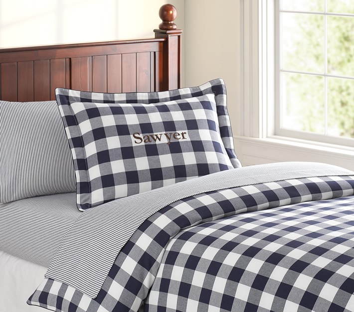 navy buffalo check duvet cover