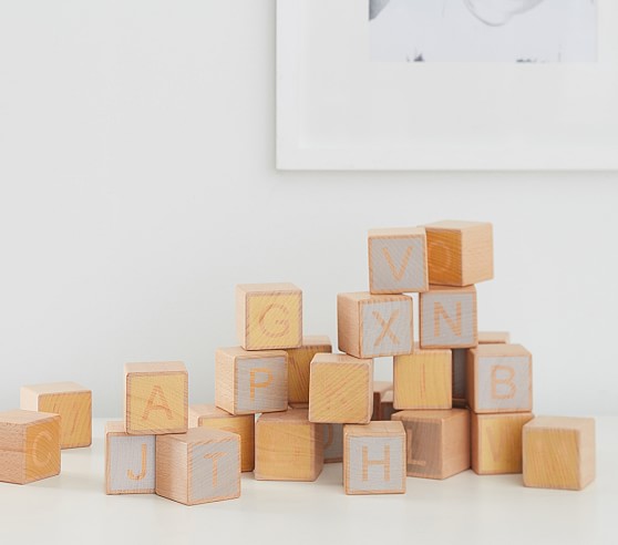 neutral wooden alphabet blocks