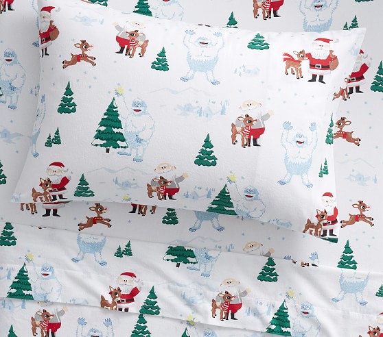 Pottery Barn Teen Festive dots flannel sheet set XL twin Christmas Holiday New 