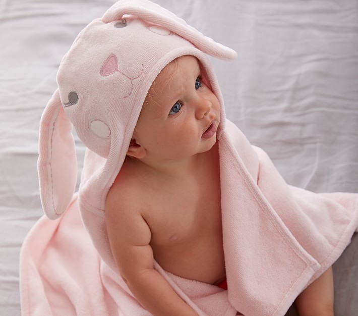 Baby Bath Towel Soft & Warm Wrap Hooded Blanket with embroidered Bunny in Blue 