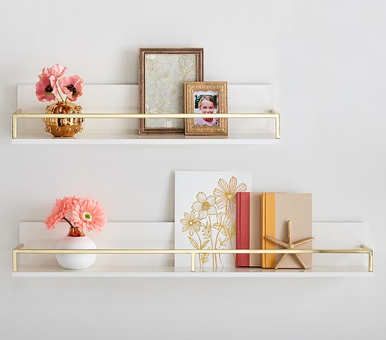 Gold Polished Kids Shelves Pottery Barn - Wall Shelves White And Gold