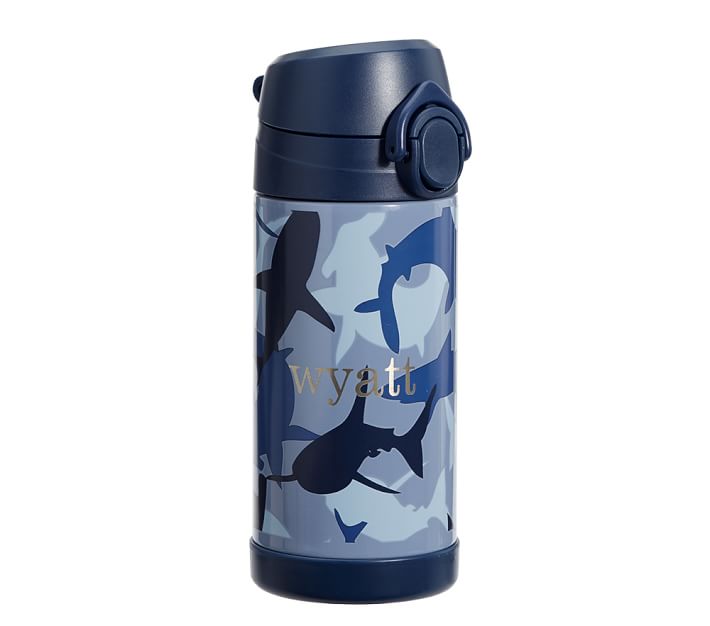 Mackenzie Navy Shark Camo Kids Water Bottles & Thermos | Pottery Barn Kids