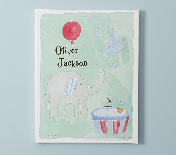 Green Elephant Canvas Wall Art Pottery Barn Kids