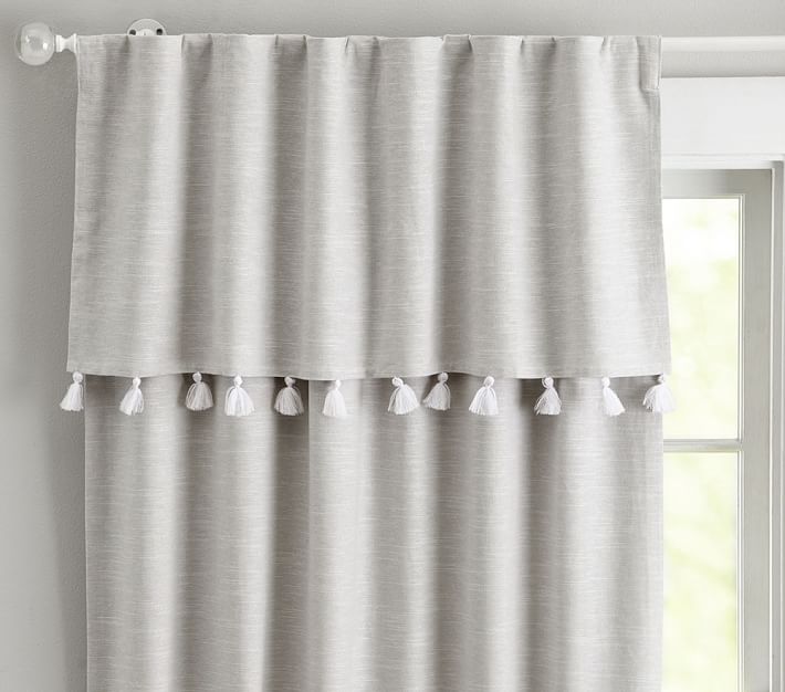 Evelyn Linen Blend Valance Tassel Kids Blackout Curtain | Pottery Barn Kids