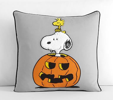 Pottery Barn Peanuts SNOOPY Pumpkin halloween Woodstock pillow cover Sham kid NP 