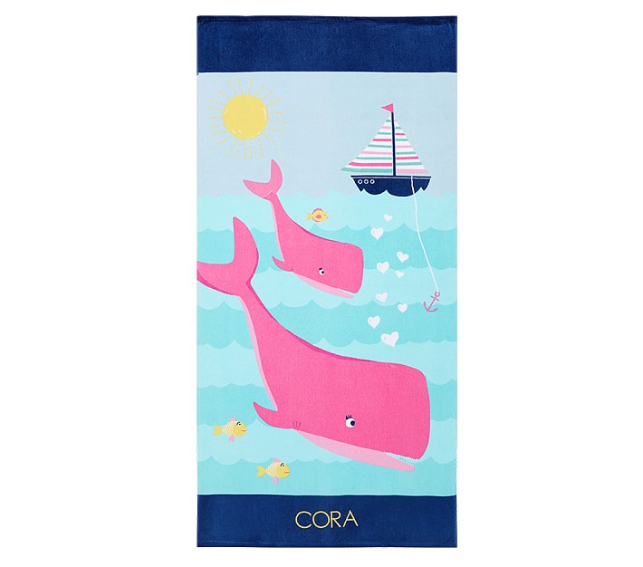 Girls Classic Whale Kids Beach Towel Pottery Barn Kids