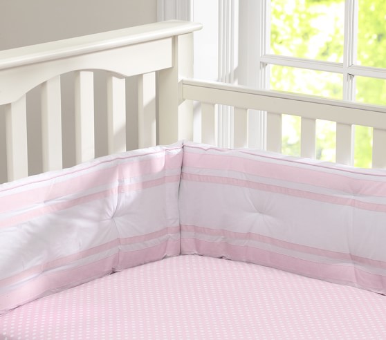 2pc Pottery Barn Kids PEARL DOT Crib Toddler Quilt & Skirt Light Pink Color NIB 