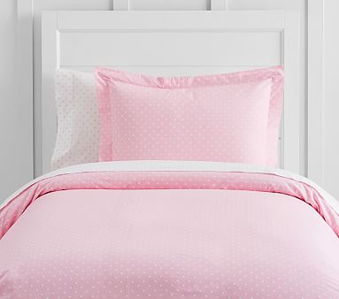 NWT Pottery Barn Teen Mini dot FQ full queen duvet & 2 pillowcases pink magenta 