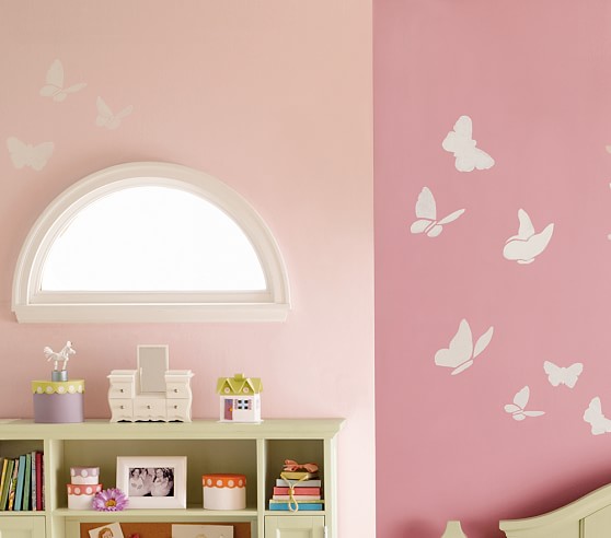 Gigi Pink Butterfly And Flower Silhouette Decals