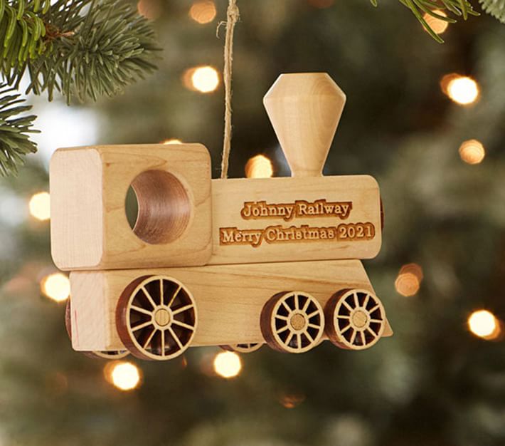 Personalized Wooden Train Ornaments Pottery Barn Kids