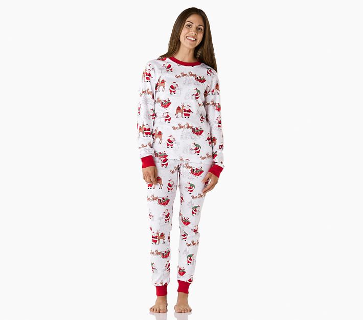 Adult Heritage Santa Cotton Tight Fit Pajama | Pottery Barn Kids