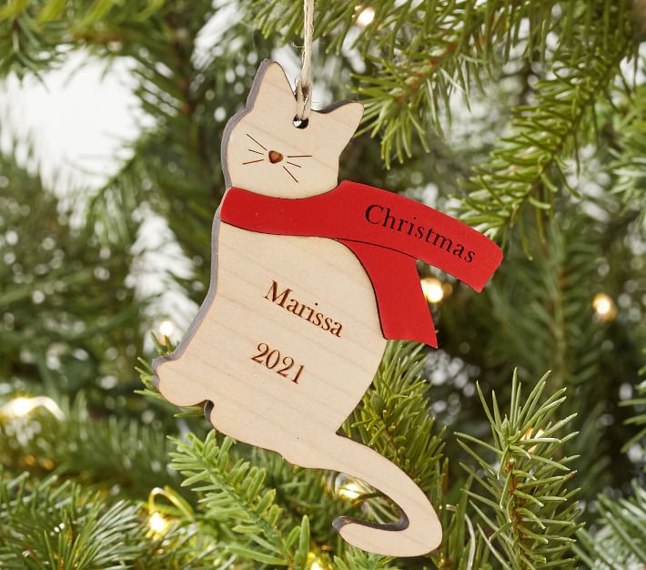 Personalized Wooden Dog And Cat Christmas Ornaments | Pottery Barn Kids