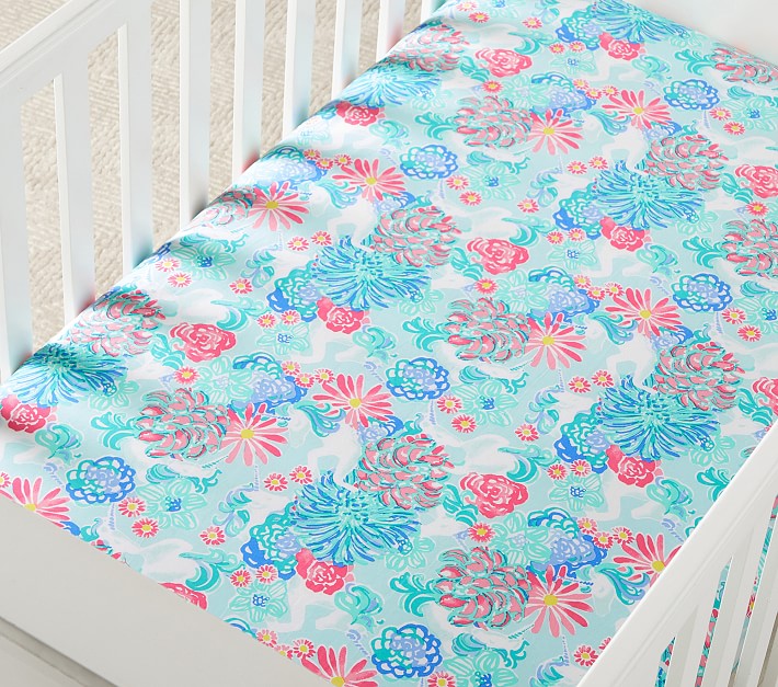 Lilly Pulitzer Unicorns in Bloom Organic Crib Fitted Sheet Pottery