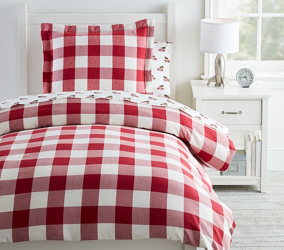 red and white buffalo check duvet cover