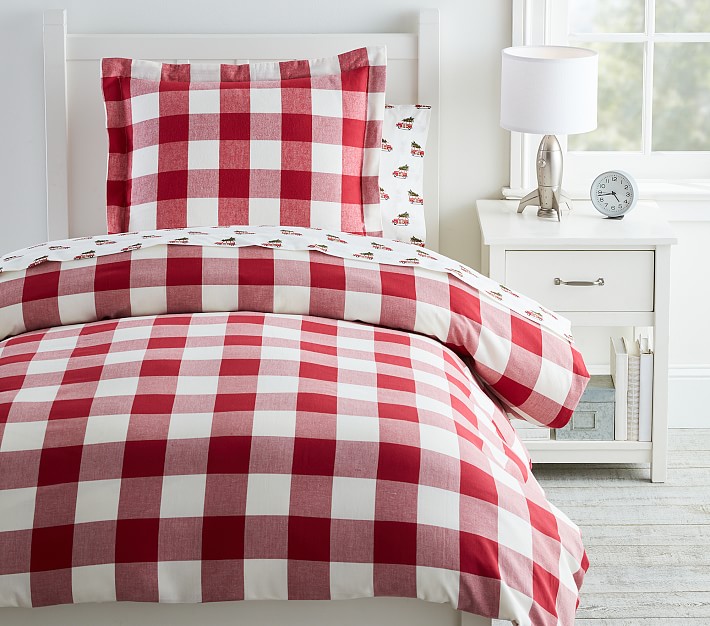 buffalo plaid flannel duvet cover