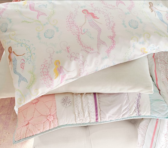 New Pottery barn Kids Bailey mermaid Sheet Set Queen Coral lavender 