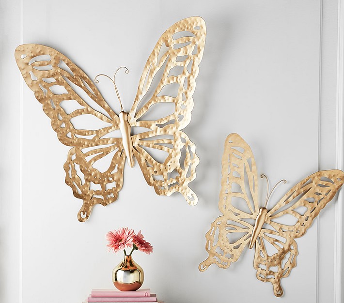 Vintage California Pottery Gold Butterflys Set of 2