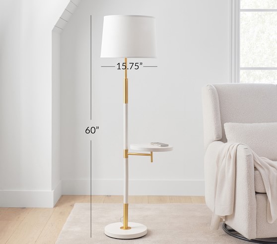 Wireless Charging Floor Lamp Pottery, Column Floor Lamp With Charging Station