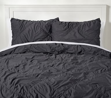 ruched diamond organic duvet cover