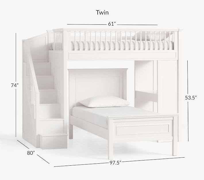 Fillmore Stair Kids Loft Bed & Lower Bed Set Pottery Barn Kids