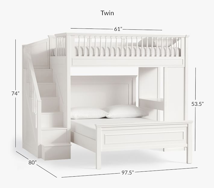 Fillmore Stair Kids Loft Bed & Lower Bed Set Pottery Barn Kids