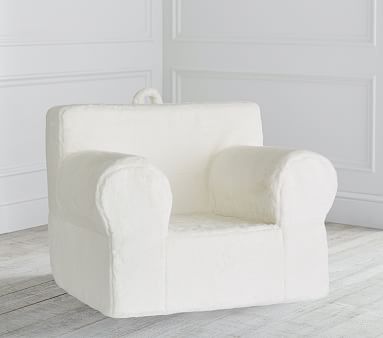 Details about   Pottery Barn Kids Anywhere Chair Regular Slipcover Ivory Faux Fur New 