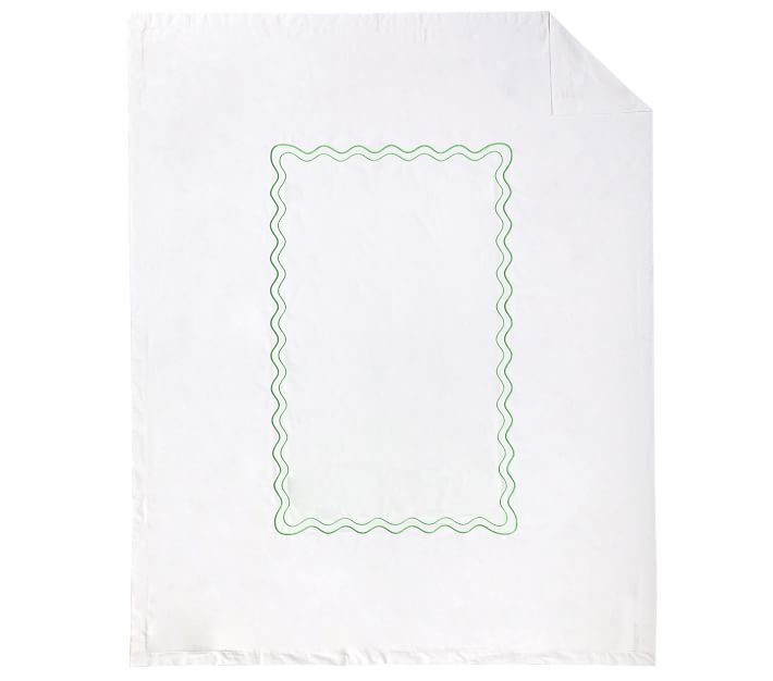 Embroidered Scalloped Organic Duvet Cover & Shams Pottery Barn Kids