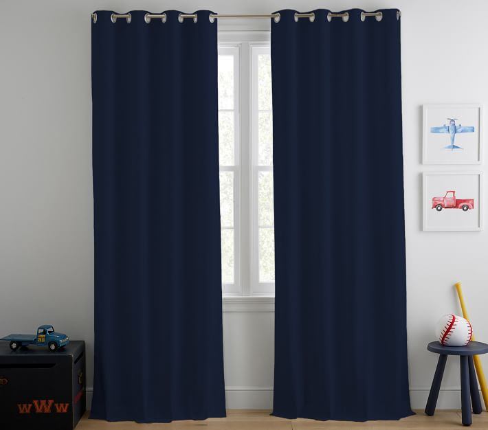 Quincy Cotton Canvas Grommet Blackout Curtain Panel Pottery Barn Kids