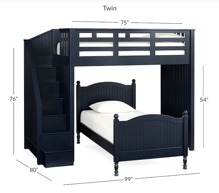 Catalina Stair Loft Bed For Kids & Lower Bed Set Pottery Barn Kids