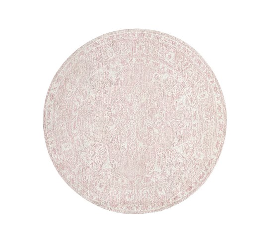 Astrid Round Rug Patterned Rugs, Dusty Pink Rug Round