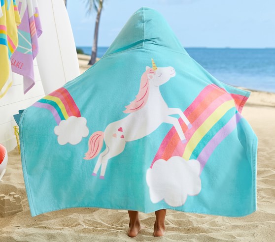 Rainbow Horn Horse Beach Bath Pool Hooded Extra Large Towels Blanket For Adult