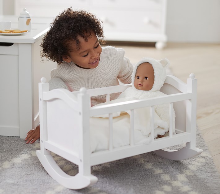 wooden toy cradle