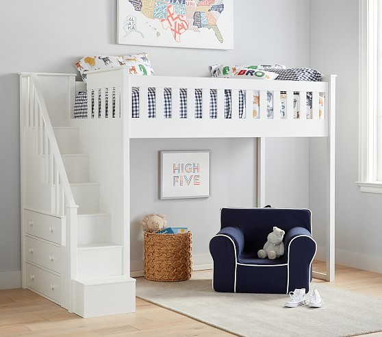 Kendall Stair Loft Bed Pottery Barn Kids, Twin Loft Bed With Desk And Storage Pottery Barn