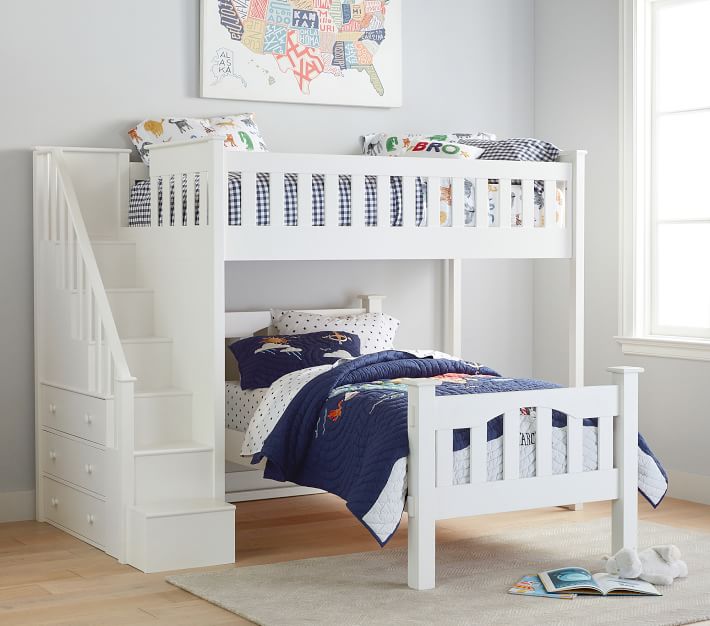 Kendall Stair Loft Bed & Lower Bed Set | Pottery Barn Kids