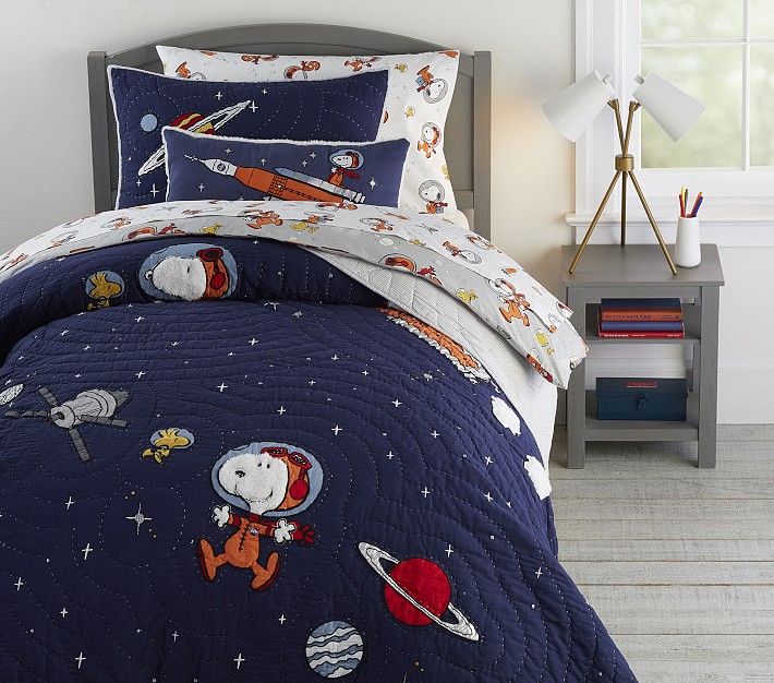 Pottery Barn Snoopy Astronaut space PILLOW SHAM cover DOG PEANUTS holiday Gift 