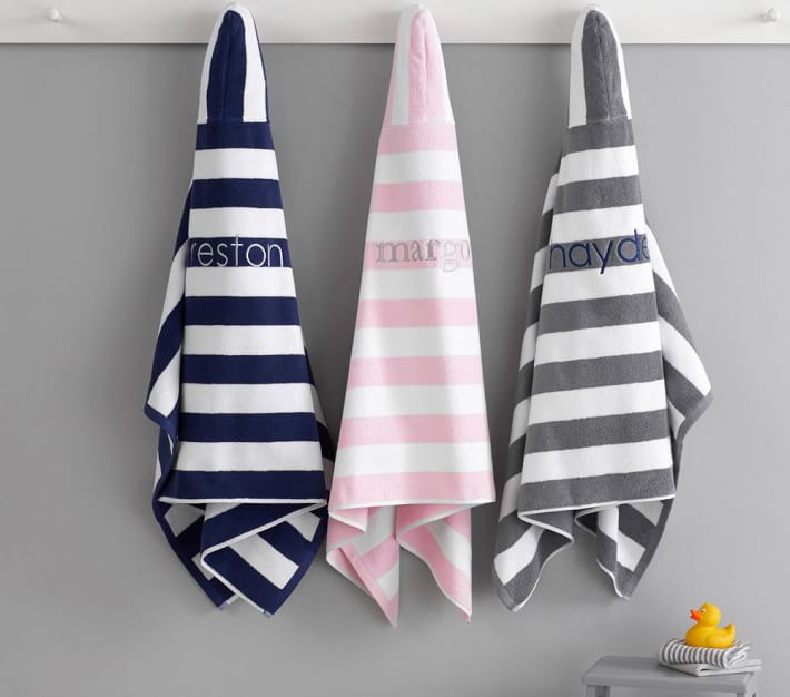Rugby Stripe Hooded Towel Pottery Barn Kids