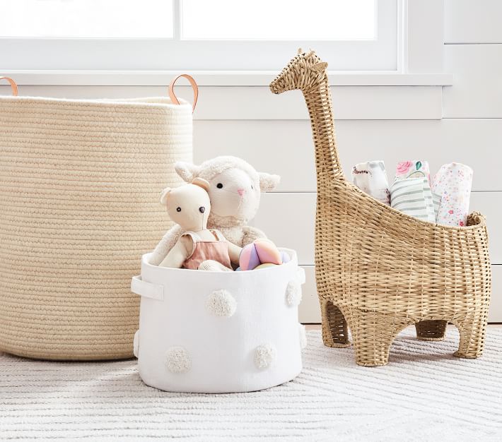 Giraffe Shaped Wicker Basket Nursery Storage Pottery Barn Kids