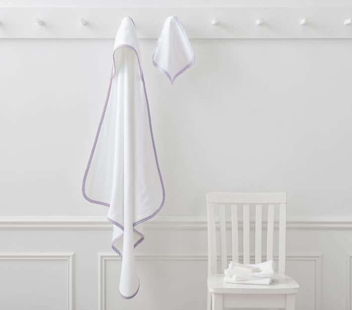 Gingham Baby Hooded Towel & Washcloths Sets Pottery Barn Kids