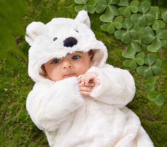 NWT Pottery Barn Kids Baby Polar Bear white Halloween costume 0-6 months 3 mos 