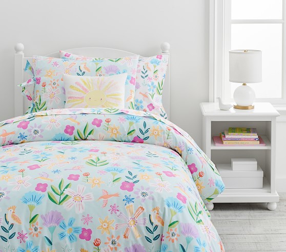 Pottery Barn Kids PBK Jennifer Flowers Floral Bed Sheets Set Twin Easy Care 
