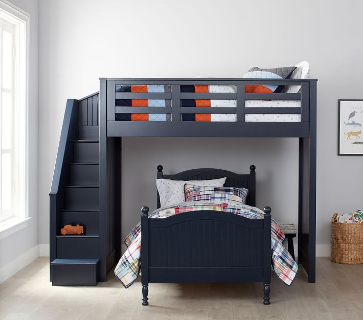 Catalina Stair Loft Bed For Kids & Lower Bed Set Pottery Barn Kids