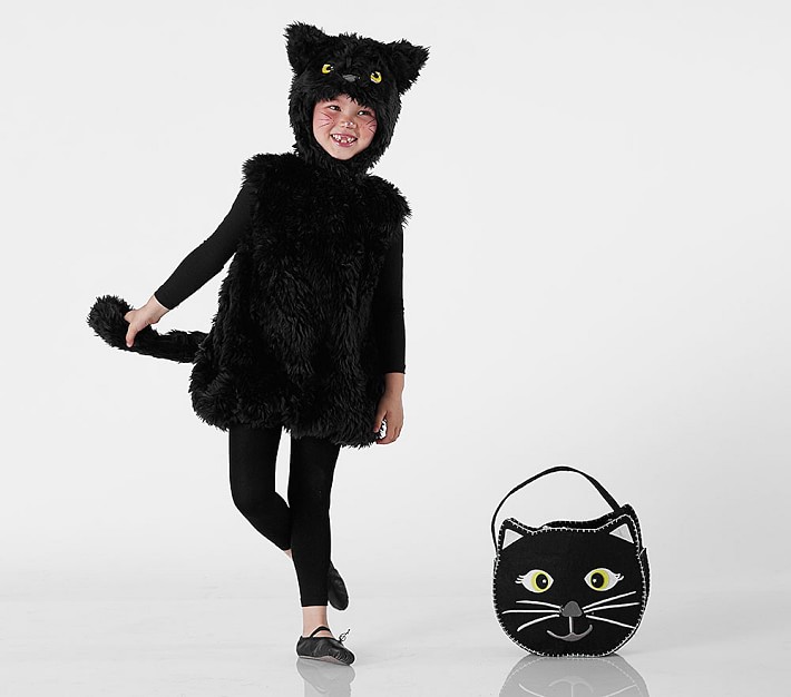 Details about   WH Girls Costume Fancy Dress Black Kitty Cat Jumpsuit & Ears Halloween Book Week 