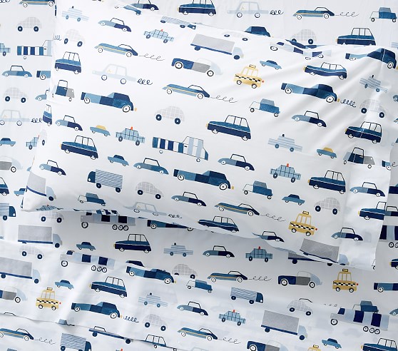 Cars NEW Pottery Barn Kids Noah Transportation Glow-in-the-Dark Twin Sheet Set 